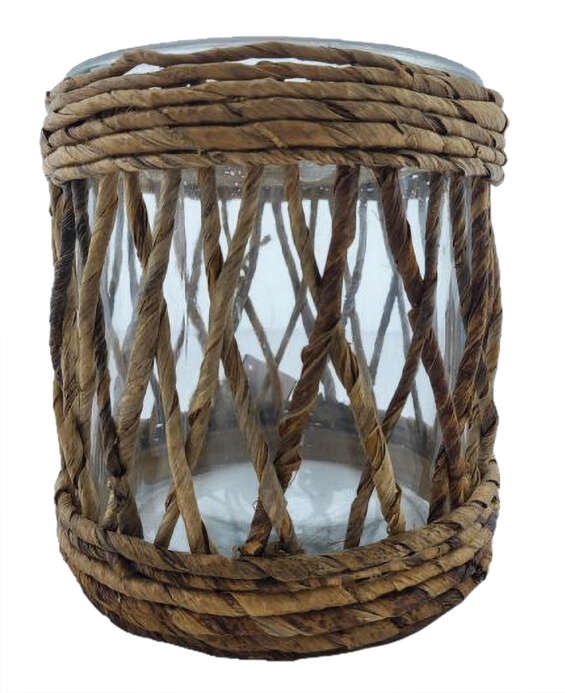 Laterne Abaca/Glas Natur